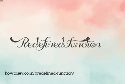 Predefined Function