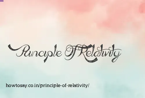 Principle Of Relativity