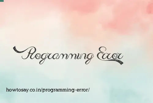 Programming Error