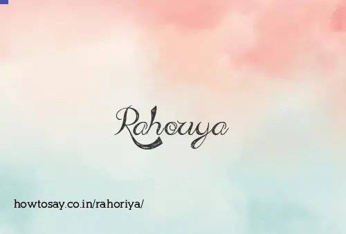 Rahoriya