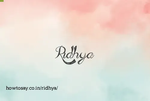Ridhya