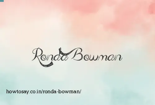 Ronda Bowman
