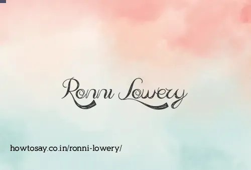 Ronni Lowery