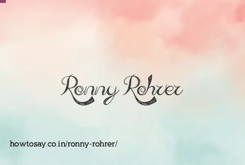 Ronny Rohrer