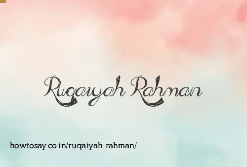 Ruqaiyah Rahman