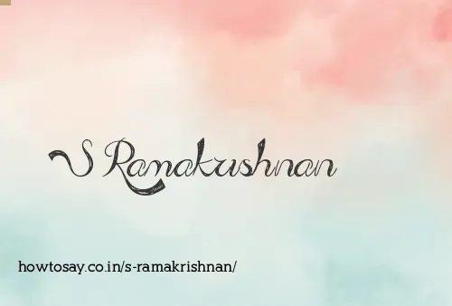S Ramakrishnan