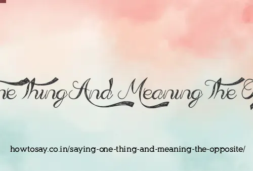 Saying One Thing And Meaning The Opposite