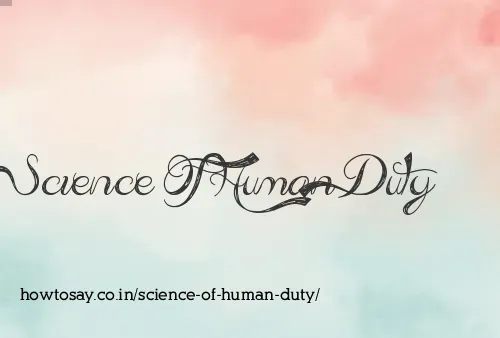 Science Of Human Duty