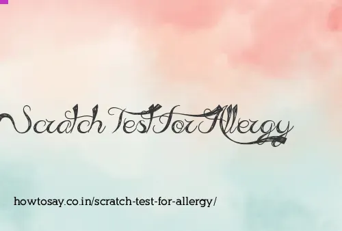 Scratch Test For Allergy