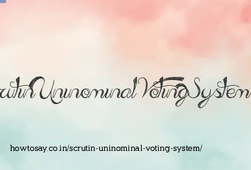 Scrutin Uninominal Voting System