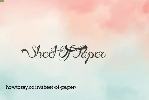 Sheet Of Paper