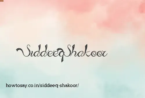 Siddeeq Shakoor