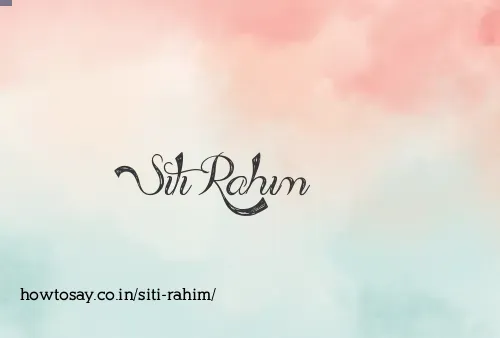 Siti Rahim