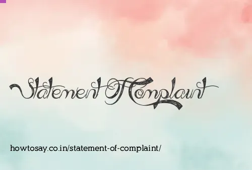 Statement Of Complaint
