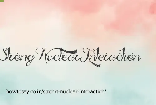 Strong Nuclear Interaction