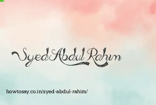 Syed Abdul Rahim