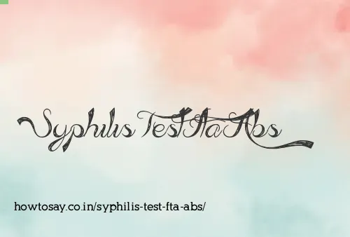 Syphilis Test Fta Abs
