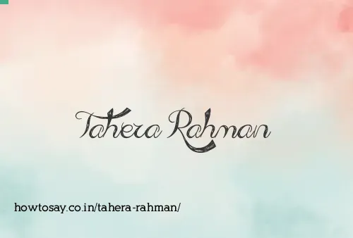 Tahera Rahman