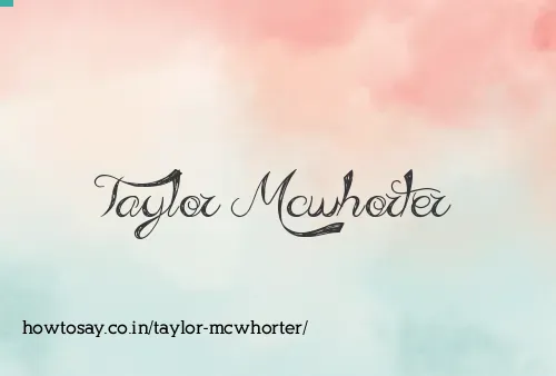 Taylor Mcwhorter