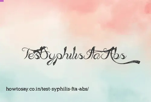 Test Syphilis Fta Abs