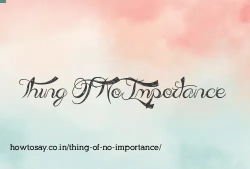 Thing Of No Importance