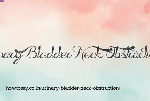 Urinary Bladder Neck Obstruction