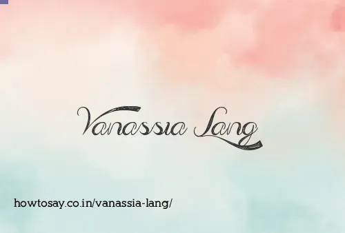 Vanassia Lang