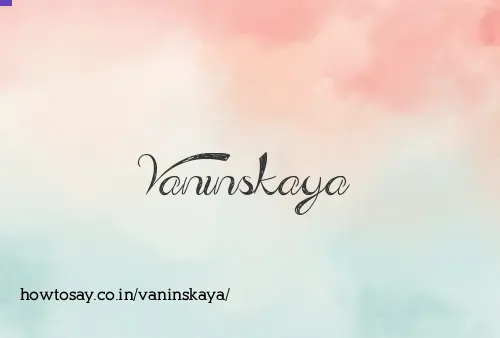Vaninskaya