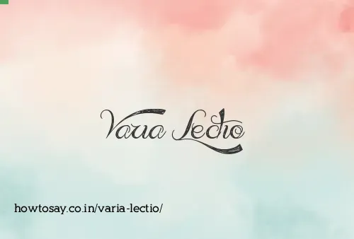 Varia Lectio