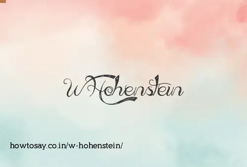 W Hohenstein
