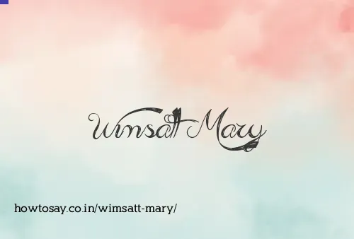 Wimsatt Mary